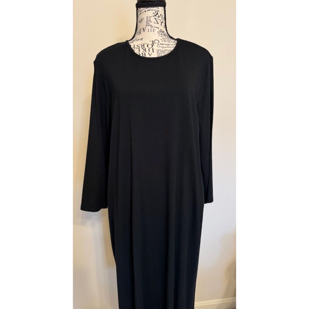 J Jill black rayon dress - size Large with 3/4 sleeves